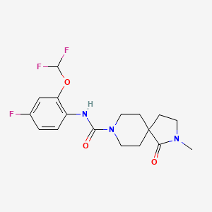 molecular formula C17H20F3N3O3 B7211798 N-[2-(difluoromethoxy)-4-fluorophenyl]-2-methyl-1-oxo-2,8-diazaspiro[4.5]decane-8-carboxamide 