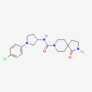 molecular formula C20H27ClN4O2 B7211804 N-[1-(4-chlorophenyl)pyrrolidin-3-yl]-2-methyl-1-oxo-2,8-diazaspiro[4.5]decane-8-carboxamide 