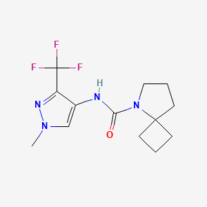 molecular formula C13H17F3N4O B7211815 N-[1-methyl-3-(trifluoromethyl)pyrazol-4-yl]-5-azaspiro[3.4]octane-5-carboxamide 