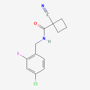 molecular formula C13H12ClIN2O B7211872 N-[(4-chloro-2-iodophenyl)methyl]-1-cyanocyclobutane-1-carboxamide 