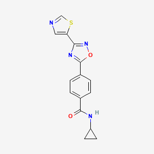 molecular formula C15H12N4O2S B7211936 N-cyclopropyl-4-[3-(1,3-thiazol-5-yl)-1,2,4-oxadiazol-5-yl]benzamide 