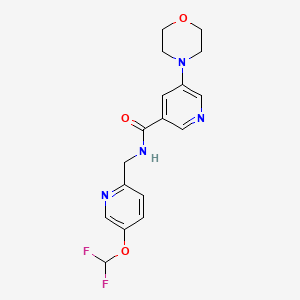 molecular formula C17H18F2N4O3 B7212224 N-[[5-(difluoromethoxy)pyridin-2-yl]methyl]-5-morpholin-4-ylpyridine-3-carboxamide 