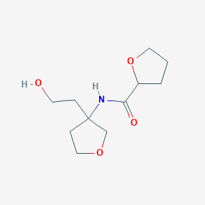 molecular formula C11H19NO4 B7212312 N-[3-(2-hydroxyethyl)oxolan-3-yl]oxolane-2-carboxamide 