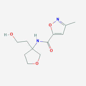 molecular formula C11H16N2O4 B7212336 N-[3-(2-hydroxyethyl)oxolan-3-yl]-3-methyl-1,2-oxazole-5-carboxamide 