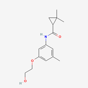 molecular formula C15H21NO3 B7212365 N-[3-(2-hydroxyethoxy)-5-methylphenyl]-2,2-dimethylcyclopropane-1-carboxamide 