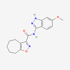molecular formula C17H18N4O3 B7212452 N-(6-methoxy-1H-indazol-3-yl)-5,6,7,8-tetrahydro-4H-cyclohepta[d][1,2]oxazole-3-carboxamide 