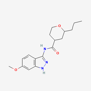 molecular formula C17H23N3O3 B7212459 N-(6-methoxy-1H-indazol-3-yl)-2-propyloxane-4-carboxamide 