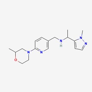 molecular formula C17H25N5O B7212567 N-[[6-(2-methylmorpholin-4-yl)pyridin-3-yl]methyl]-1-(2-methylpyrazol-3-yl)ethanamine 