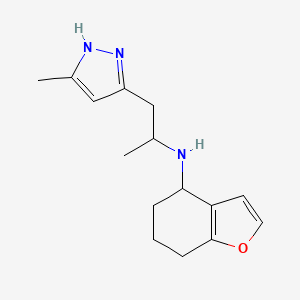 molecular formula C15H21N3O B7212586 N-[1-(5-methyl-1H-pyrazol-3-yl)propan-2-yl]-4,5,6,7-tetrahydro-1-benzofuran-4-amine 