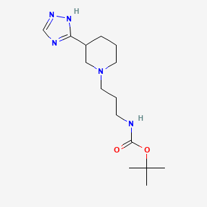 molecular formula C15H27N5O2 B7212687 tert-butyl N-[3-[3-(1H-1,2,4-triazol-5-yl)piperidin-1-yl]propyl]carbamate 