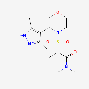 molecular formula C15H26N4O4S B7212777 N,N-dimethyl-2-[3-(1,3,5-trimethylpyrazol-4-yl)morpholin-4-yl]sulfonylpropanamide 