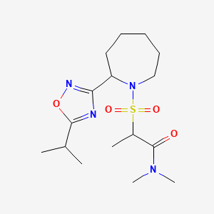 molecular formula C16H28N4O4S B7212779 N,N-dimethyl-2-[2-(5-propan-2-yl-1,2,4-oxadiazol-3-yl)azepan-1-yl]sulfonylpropanamide 