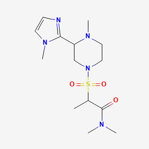 molecular formula C14H25N5O3S B7212791 N,N-dimethyl-2-[4-methyl-3-(1-methylimidazol-2-yl)piperazin-1-yl]sulfonylpropanamide 