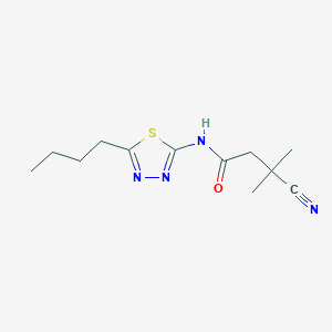 molecular formula C12H18N4OS B7212879 N-(5-butyl-1,3,4-thiadiazol-2-yl)-3-cyano-3-methylbutanamide 