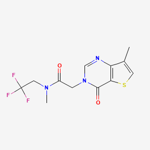 molecular formula C12H12F3N3O2S B7212912 N-methyl-2-(7-methyl-4-oxothieno[3,2-d]pyrimidin-3-yl)-N-(2,2,2-trifluoroethyl)acetamide 