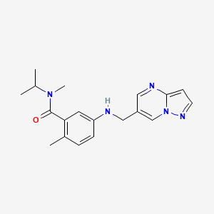 molecular formula C19H23N5O B7212920 N,2-dimethyl-N-propan-2-yl-5-(pyrazolo[1,5-a]pyrimidin-6-ylmethylamino)benzamide 