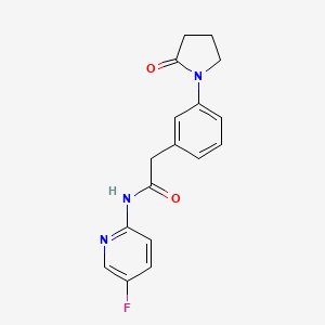 molecular formula C17H16FN3O2 B7212926 N-(5-fluoropyridin-2-yl)-2-[3-(2-oxopyrrolidin-1-yl)phenyl]acetamide 
