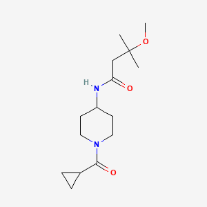 molecular formula C15H26N2O3 B7213114 N-[1-(cyclopropanecarbonyl)piperidin-4-yl]-3-methoxy-3-methylbutanamide 