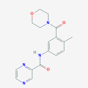molecular formula C17H18N4O3 B7213169 N-[4-methyl-3-(morpholine-4-carbonyl)phenyl]pyrazine-2-carboxamide 
