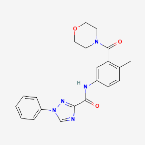 molecular formula C21H21N5O3 B7213189 N-[4-methyl-3-(morpholine-4-carbonyl)phenyl]-1-phenyl-1,2,4-triazole-3-carboxamide 