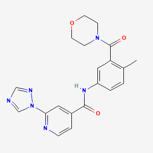 molecular formula C20H20N6O3 B7213328 N-[4-methyl-3-(morpholine-4-carbonyl)phenyl]-2-(1,2,4-triazol-1-yl)pyridine-4-carboxamide 
