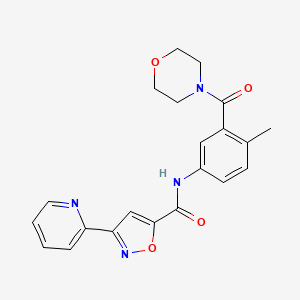 molecular formula C21H20N4O4 B7213330 N-[4-methyl-3-(morpholine-4-carbonyl)phenyl]-3-pyridin-2-yl-1,2-oxazole-5-carboxamide 