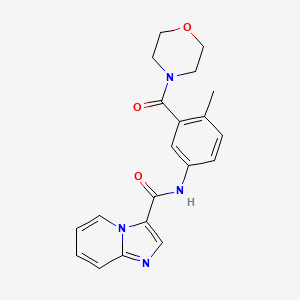 molecular formula C20H20N4O3 B7213333 N-[4-methyl-3-(morpholine-4-carbonyl)phenyl]imidazo[1,2-a]pyridine-3-carboxamide 