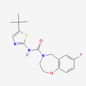 molecular formula C17H20FN3O2S B7213388 N-(5-tert-butyl-1,3-thiazol-2-yl)-7-fluoro-3,5-dihydro-2H-1,4-benzoxazepine-4-carboxamide 