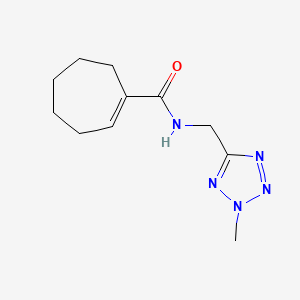 molecular formula C11H17N5O B7213545 N-[(2-methyltetrazol-5-yl)methyl]cycloheptene-1-carboxamide 