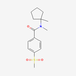molecular formula C15H21NO3S B7213552 N-methyl-N-(1-methylcyclopentyl)-4-methylsulfonylbenzamide 