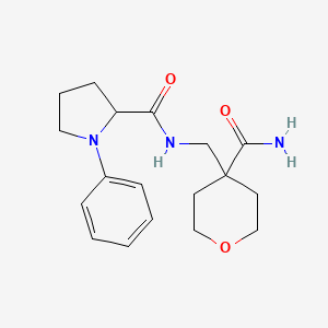 molecular formula C18H25N3O3 B7213597 N-[(4-carbamoyloxan-4-yl)methyl]-1-phenylpyrrolidine-2-carboxamide 