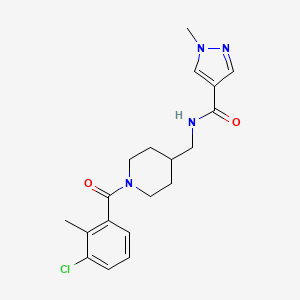 molecular formula C19H23ClN4O2 B7213605 N-[[1-(3-chloro-2-methylbenzoyl)piperidin-4-yl]methyl]-1-methylpyrazole-4-carboxamide 