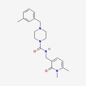 molecular formula C21H28N4O2 B7213673 N-[(1,6-dimethyl-2-oxopyridin-3-yl)methyl]-4-[(3-methylphenyl)methyl]piperazine-1-carboxamide 