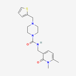 molecular formula C18H24N4O2S B7213683 N-[(1,6-dimethyl-2-oxopyridin-3-yl)methyl]-4-(thiophen-2-ylmethyl)piperazine-1-carboxamide 