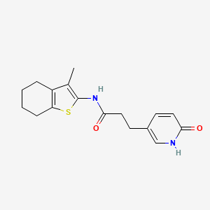 molecular formula C17H20N2O2S B7213719 N-(3-methyl-4,5,6,7-tetrahydro-1-benzothiophen-2-yl)-3-(6-oxo-1H-pyridin-3-yl)propanamide 