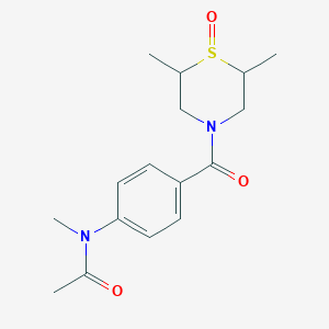 molecular formula C16H22N2O3S B7213794 N-[4-(2,6-dimethyl-1-oxo-1,4-thiazinane-4-carbonyl)phenyl]-N-methylacetamide 