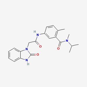 molecular formula C21H24N4O3 B7213808 N,2-dimethyl-5-[[2-(2-oxo-3H-benzimidazol-1-yl)acetyl]amino]-N-propan-2-ylbenzamide 