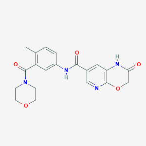 molecular formula C20H20N4O5 B7213818 N-[4-methyl-3-(morpholine-4-carbonyl)phenyl]-2-oxo-1H-pyrido[2,3-b][1,4]oxazine-7-carboxamide 