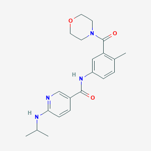 molecular formula C21H26N4O3 B7213821 N-[4-methyl-3-(morpholine-4-carbonyl)phenyl]-6-(propan-2-ylamino)pyridine-3-carboxamide 