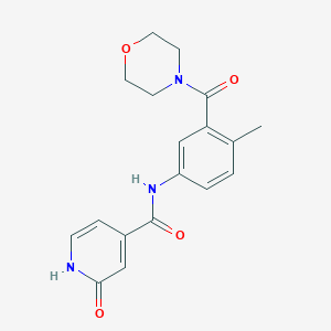 molecular formula C18H19N3O4 B7213826 N-[4-methyl-3-(morpholine-4-carbonyl)phenyl]-2-oxo-1H-pyridine-4-carboxamide 