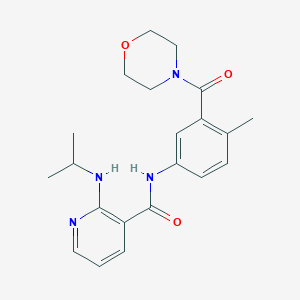 molecular formula C21H26N4O3 B7213843 N-[4-methyl-3-(morpholine-4-carbonyl)phenyl]-2-(propan-2-ylamino)pyridine-3-carboxamide 