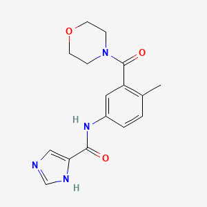molecular formula C16H18N4O3 B7213847 N-[4-methyl-3-(morpholine-4-carbonyl)phenyl]-1H-imidazole-5-carboxamide 