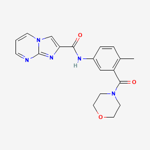 molecular formula C19H19N5O3 B7213848 N-[4-methyl-3-(morpholine-4-carbonyl)phenyl]imidazo[1,2-a]pyrimidine-2-carboxamide 