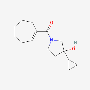 molecular formula C15H23NO2 B7213921 Cyclohepten-1-yl-(3-cyclopropyl-3-hydroxypyrrolidin-1-yl)methanone 