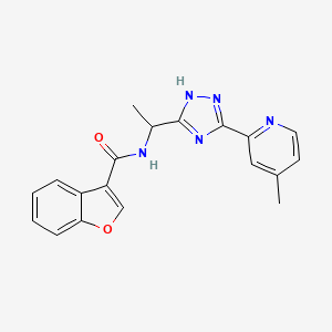 molecular formula C19H17N5O2 B7213943 N-[1-[3-(4-methylpyridin-2-yl)-1H-1,2,4-triazol-5-yl]ethyl]-1-benzofuran-3-carboxamide 
