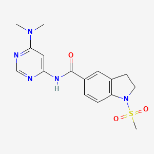 molecular formula C16H19N5O3S B7214084 N-[6-(dimethylamino)pyrimidin-4-yl]-1-methylsulfonyl-2,3-dihydroindole-5-carboxamide 