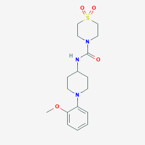 molecular formula C17H25N3O4S B7214381 N-[1-(2-methoxyphenyl)piperidin-4-yl]-1,1-dioxo-1,4-thiazinane-4-carboxamide 