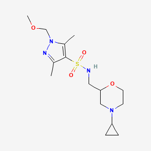 molecular formula C15H26N4O4S B7214415 N-[(4-cyclopropylmorpholin-2-yl)methyl]-1-(methoxymethyl)-3,5-dimethylpyrazole-4-sulfonamide 