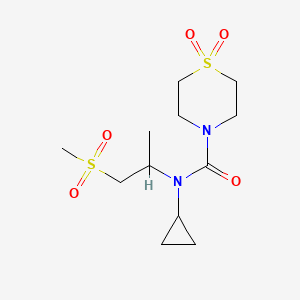 molecular formula C12H22N2O5S2 B7214439 N-cyclopropyl-N-(1-methylsulfonylpropan-2-yl)-1,1-dioxo-1,4-thiazinane-4-carboxamide 