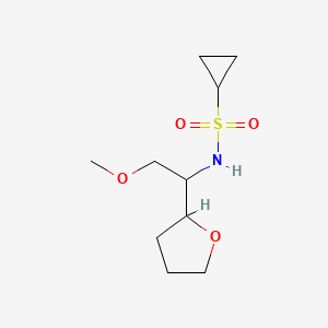 molecular formula C10H19NO4S B7214480 N-[2-methoxy-1-(oxolan-2-yl)ethyl]cyclopropanesulfonamide 